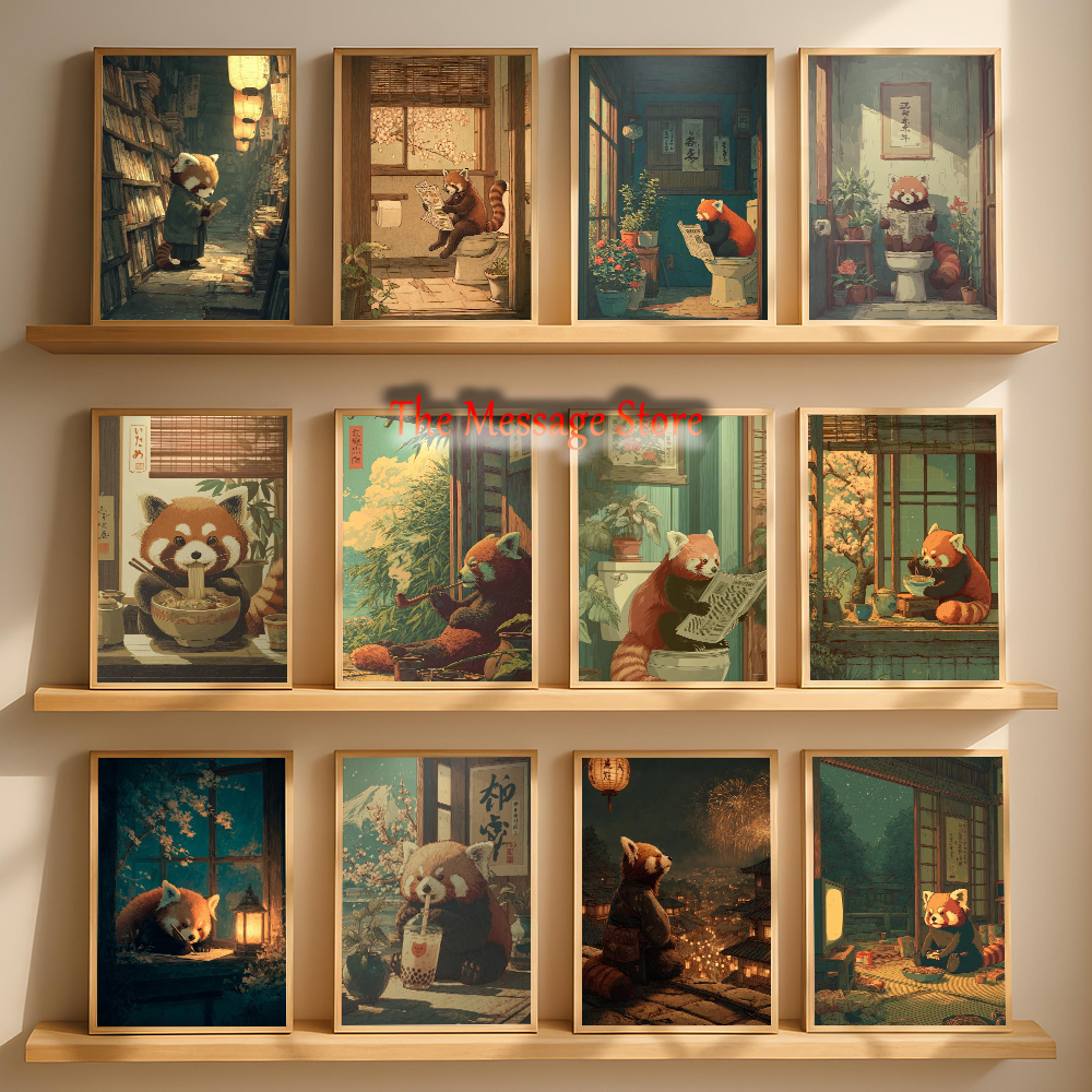 Japanese Work Lifestyle - Red Panda Vintage Japanese Style Fire
