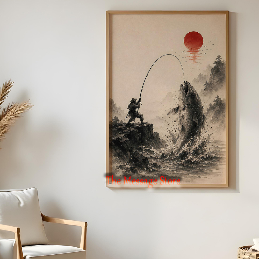 Japanese Samurai Fishing Wall  - Japanese Zen Lifestyle incelemesi ve fiyatı