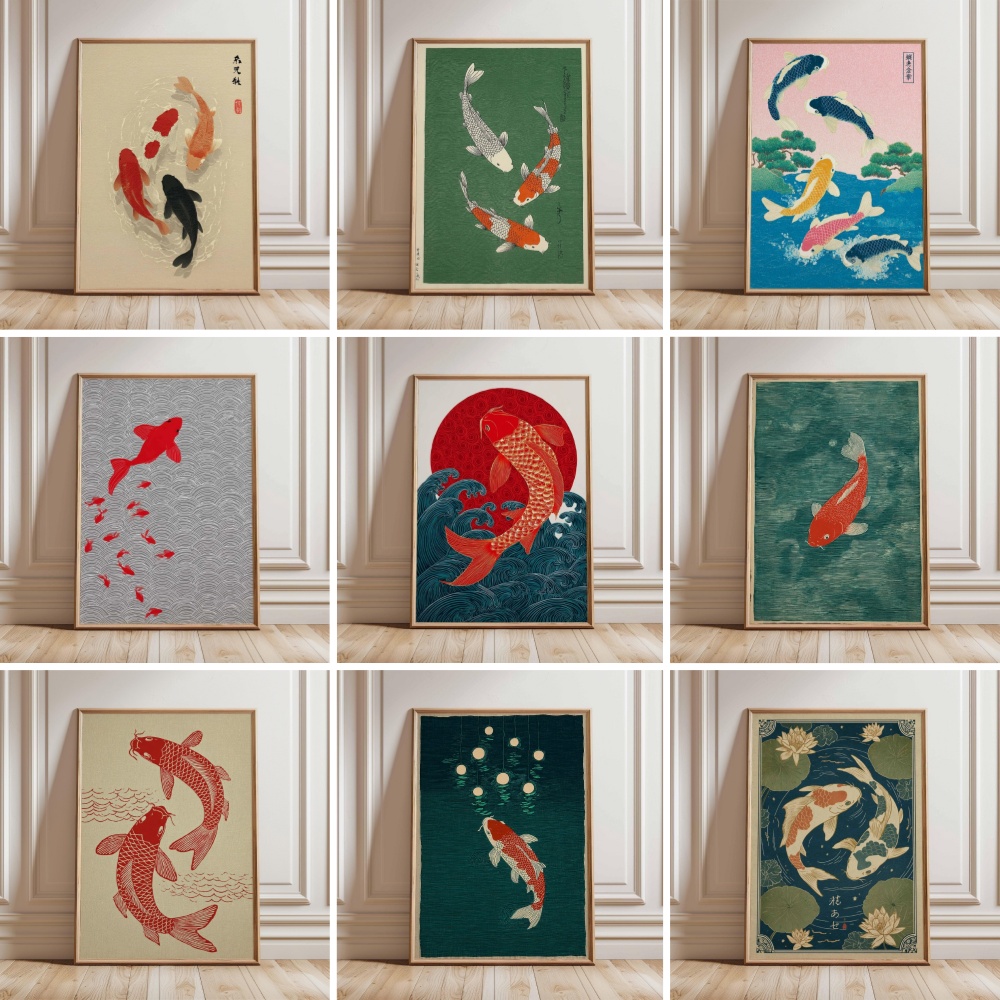 Japanese Koi Fish Poster Gold  - Japanese Zen Lifestyle incelemesi ve fiyatı