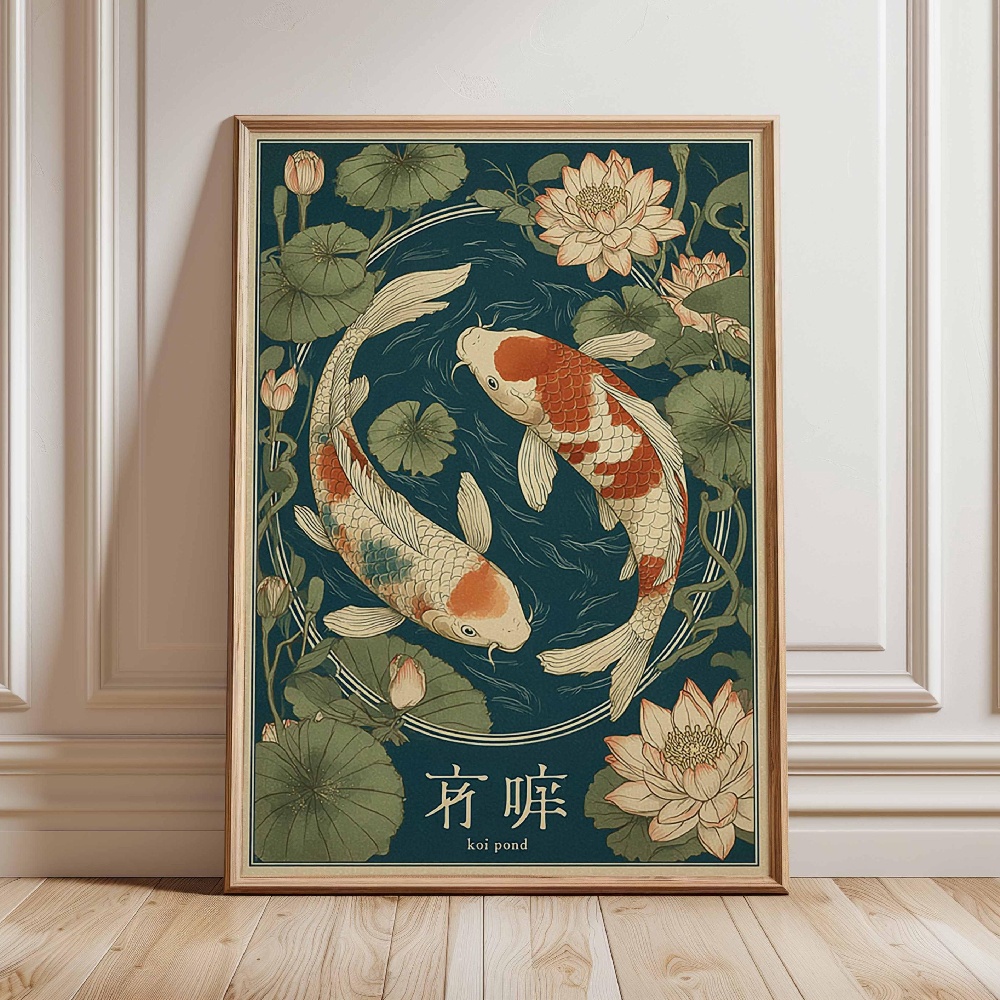 Japanese Koi Fish Poster Gold  - Japanese Zen Lifestyle incelemesi ve fiyatı