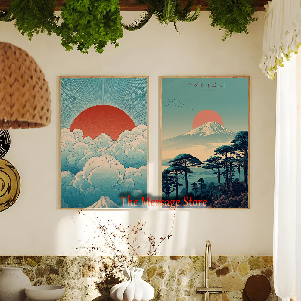 Retro Fuji Japanese Landscape  - Japanese Zen Lifestyle incelemesi ve fiyatı