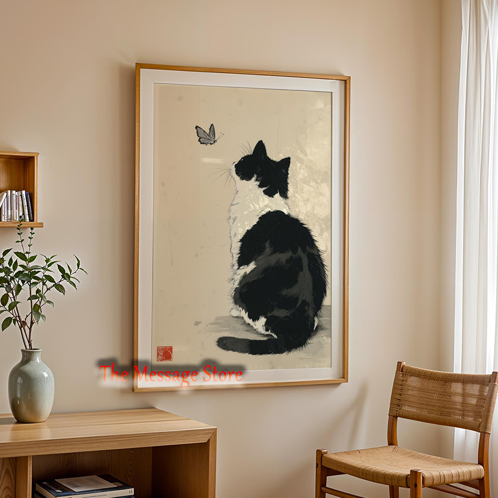Black Cow Cat Japanese Minimal - Japanese Zen Lifestyle incelemesi ve fiyatı